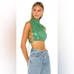 H:ours green sequin top
